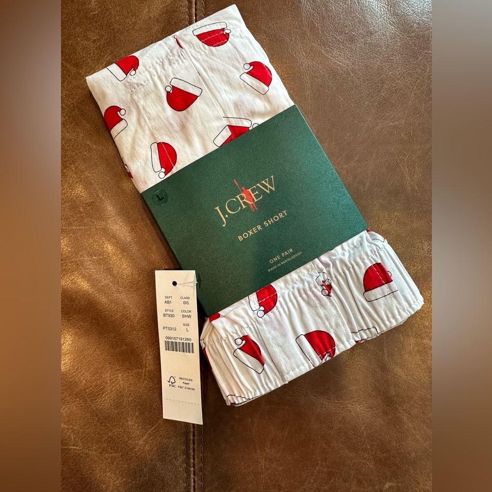 J. Crew Boxer Shorts Santa Hat